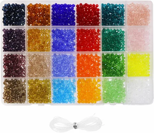Shapenty 24 colores pequeños Briolette facetados Rondelle Cuentas de cristal a granel para pulseras, collares, aretes, joyería, manualidades,