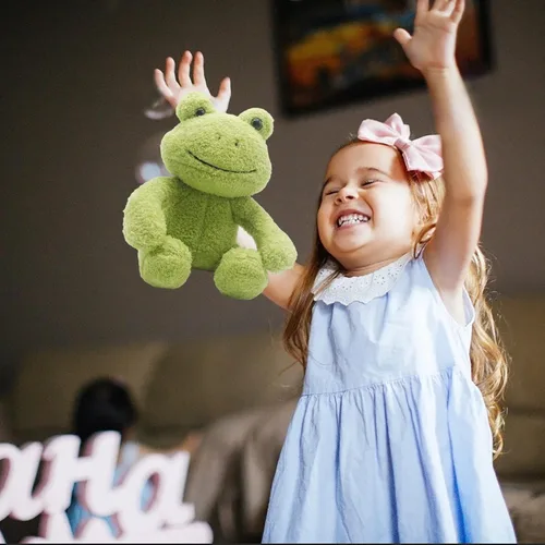 Miniatura 4 de Peluche de rana de peluche de 10 pulgadas, adorable regalo para niños y adultos, cumpleaños para amantes de las ranas, muñeca de felpa verde