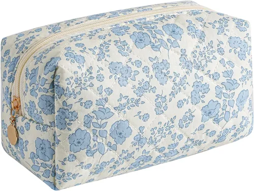 Miniatura 13 de Bolsa de maquillaje de viaje para mujeres y niñas, bolsa de maquillaje con cremallera, flores florales, organizador de maquillaje, bolsa de tela