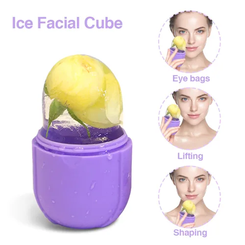 Miniatura 2 de Rodillo de hielo para cara, rodillo facial de hielo de belleza púrpura para el cuidado de la piel de la cara y los ojos, el cuello de la piel