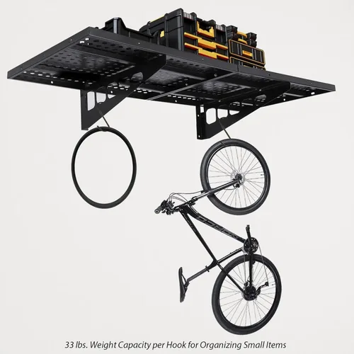 Miniatura 3 de Estante de pared de garaje, paquete de 2 estantes de garaje montados en la pared, estante de metal de capacidad de 560 libras para organización