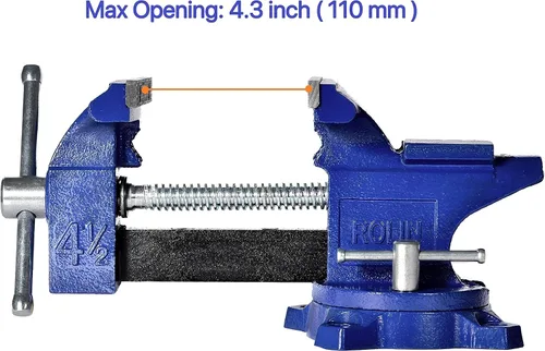 Miniatura 4 de Rolin Tornillo de banco de tornillo de banco 4-1/2 pulgadas con 240 grados giratorio Base Abrazadera Herramientas Home Vises Base de rotación