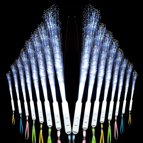100 varitas de fibra óptica blanca, 3 modelos de bengalas, varillas brillantes, ideas de envío de boda, para boda, despedida de soltera, cumpleaños,