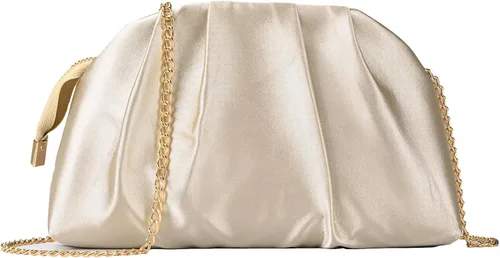 Miniatura 8 de Bolso de mano de noche plisado de satén con cremallera para mujer, elegante bolso formal para boda, baile de graduación, cóctel y fiesta