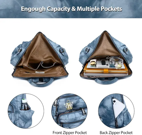 Miniatura 37 de Bolsos mochila monedero de piel sintética para mujer, bolsas con zíper, mochilas de hombro casuales