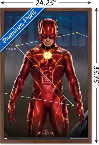 Miniatura 3 de Trends International DC Comics Movie The Flash - Póster de pared tríptico The Flash, 34 pulgadas de largo x 22.4 W, versión enmarcada en caoba
