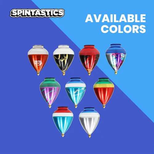 Miniatura 8 de Spintastics Quicksilver Hybrid Spin Top - Punta fija (azul y rojo)