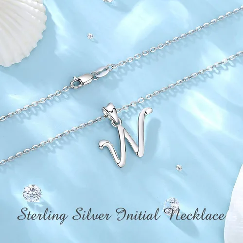Miniatura 109 de EUDORA Collares de plata esterlina con inicial para mujer, regalos clásicos de 26 letras sin cuello para niñas, hermana, madre hija, cadena de 18