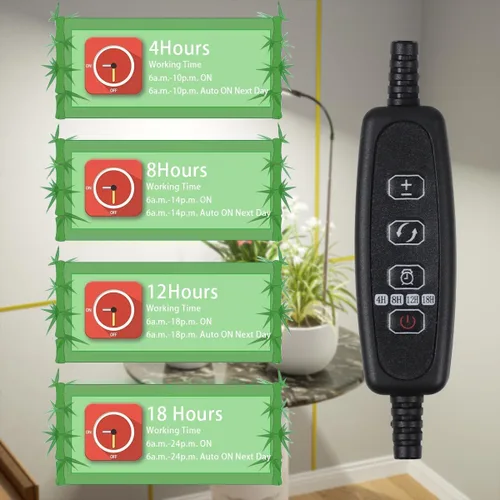 Miniatura 4 de Luz LED de Crecimiento, Lámpara de Cuello de Ganso de Espectro Completo 6000K para Plantas Pequeñas de Interior, Temporizador Automático