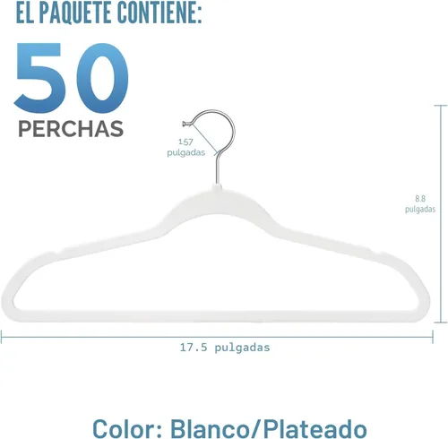 Miniatura 2 de TIMMY Perchas de terciopelo antideslizantes – Traje y abrigo (paquete de 50) Perchas ultrafinas que ahorran espacio y resisten hasta 10 libras