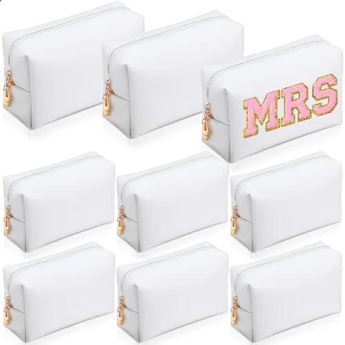 Miniatura 26 de Sanwuta 9 bolsas de maquillaje a granel de poliuretano con doble cremallera, bolsa de cosméticos, artículos de tocador de maquillaje, bolsa pequeña