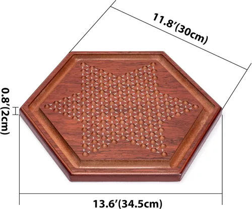 Miniatura 7 de Yellow Mountain Imports Juego de mesa Halma de damas chinas de madera, 13.6 pulgadas, con 60 canicas de vidrio estilo pétalos de colores (0.630 in)