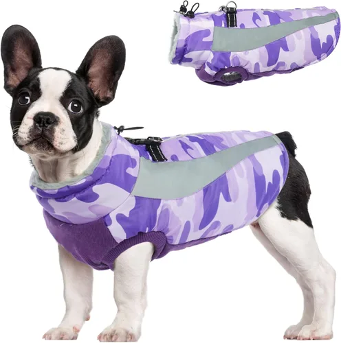 FUAMEY Chaquetas de invierno para perros grandes, abrigo para perros con arnés incorporado, trajes de nieve impermeables para perros, cálido abrigo