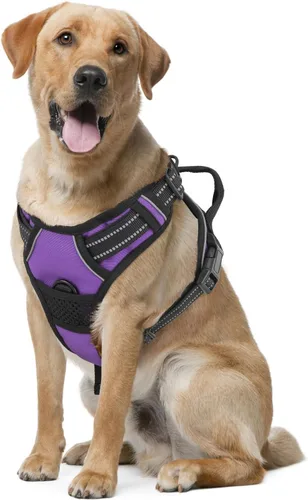 Miniatura 14 de MoNiBloom Arnés reflectante para perro, arnés de chaleco sin tirones con asa, arnés ajustable y acolchado suave para mascotas para perros grandes