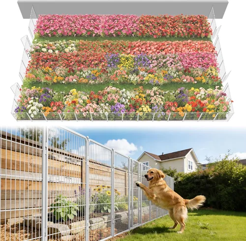 Miniatura 49 de FXW - Valla de jardín metálica y resistente para exteriores, barrera para perros y conejos, fácil instalación, negro, 24 pulgadas de alto x 29.6