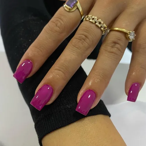 Miniatura 21 de KQueenest Uñas Postizas de Presión Azul Real Cortas Medianas Cuadradas con Pegamento, Juego de Uñas Falsas Sólidas Oscuras Cortas Ataúd Acrílicas