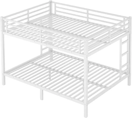Miniatura 13 de Bellemave - Litera de cama individual XL sobre queen de metal resistente para adultos, color negro