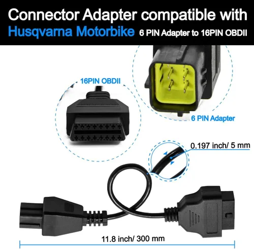 Miniatura 2 de Adaptador de Cable de Diagnóstico de 16 Pines a 6 Pines OBD2 OBDII para Motocicleta Compatible con Husqvarna