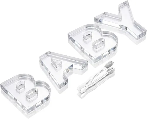 Miniatura 3 de Letras grandes de acrílico transparente rellenables para baby shower con pinzas para alimentos, letras reutilizables para revelación de género