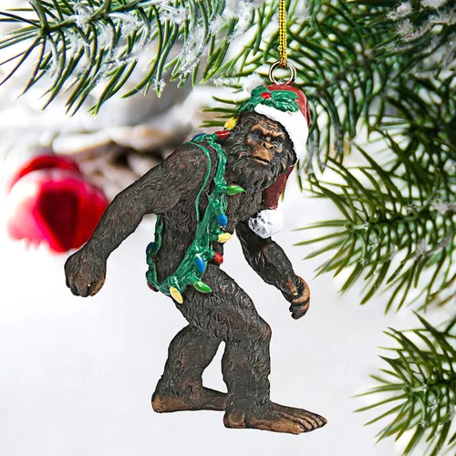 Miniatura 7 de Design Toscano yeti con sombrero de Papá Noel, divertido adorno navideño para árbol de Navidad, 5,1 cm de ancho, 2,5 cm de profundidad, 7,6 cm