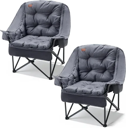 Miniatura 12 de EVER ADVANCED Silla de camping XL con cojín desmontable, silla de malla para adultos, plegable, de gran tamaño, resistente, con bolsillo de malla