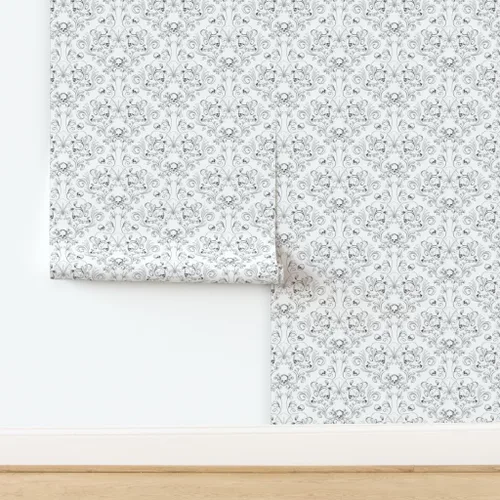 Miniatura 4 de Spoonflower Papel tapiz para despegar y pegar, diseño textil de damasco de calavera, tela artística de Halloween, papel tapiz extraíble personalizado