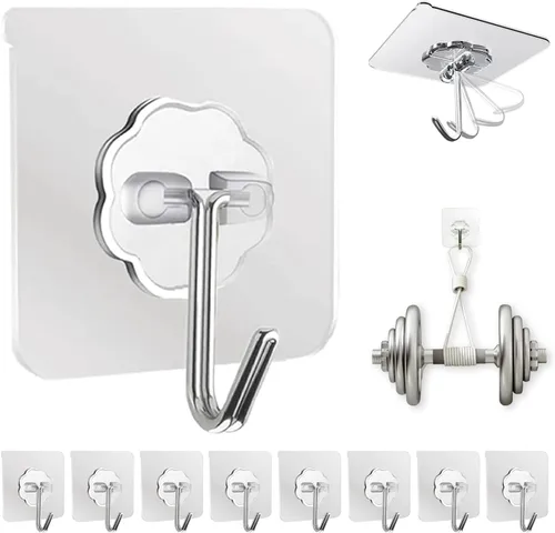 Miniatura 17 de DDMY Ganchos para colgar, paquete de 50 ganchos de pared de 50 libras (máx.), transparentes, reutilizables, impermeables, ganchos adhesivos