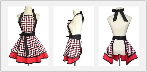 Miniatura 6 de Hyzrz Delantales lindos hechos a mano de algodón estilo retro para mujeres y niñas, delantal de cocina para pasteles, para regalo de madre Varios