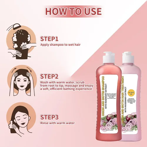 Miniatura 7 de Champú de cebolla y biotina con extracto de romero, fórmula hidratante y fortalecedora para cabello dañado, seco o adelgazante, cuidado nutritivo