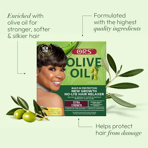 Miniatura 3 de ORS Aceite de oliva con protección incorporada, nuevo crecimiento sin lejía, relajante para el cabello, extra fuerte (paquete de 2)