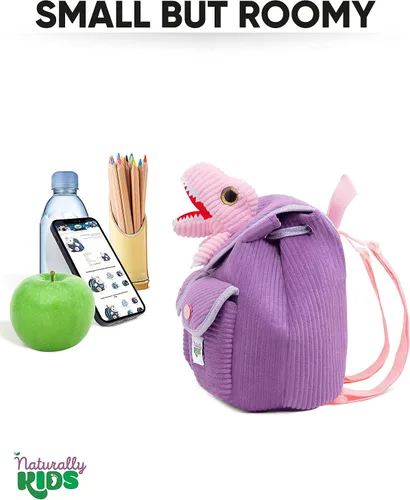 Miniatura 6 de Naturally KIDS Mini mochila de dinosaurio - Mochila muy pequeña para niñas y niños - Juguetes de dinosaurio para niños de 3 a 5 años - Mochila