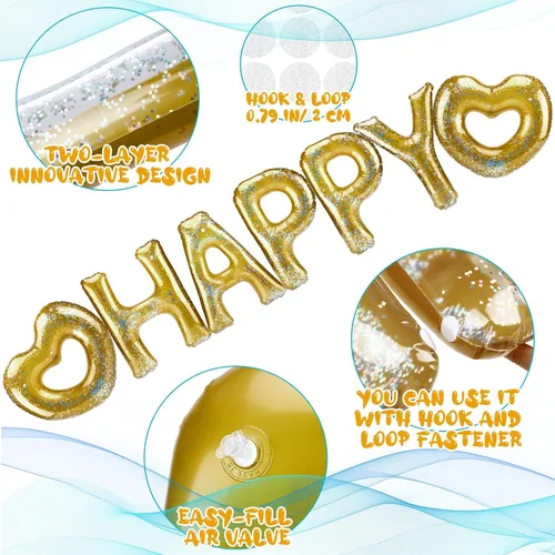 Miniatura 3 de Flotador inflable para piscina de cumpleaños, 15 unidades, con letras de corazón, para fiesta de piscina, globo grande de 20 pulgadas, decoración