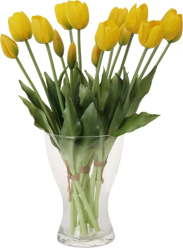Miniatura 8 de 20 flores de tulipán artificiales, tallos de tulipán de tacto real de 16 pulgadas con hojas sintéticas, tulipanes y capullos sintéticos para Champán