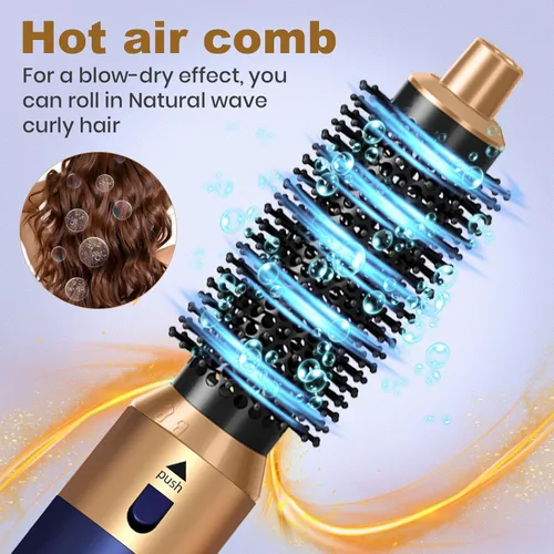 Hair Dryer Brush 5 in 1, Negative Ion Blow Dryer Brush Set - 110,000 RPM High - Speed Hot Air Brush Air Styler Curling Wrap Air Curler,Curling Iron
