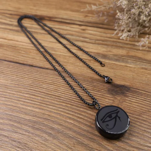 Miniatura 5 de COAI Joyería religiosa collar de piedra de obsidiana, Piedra, Obsidiana