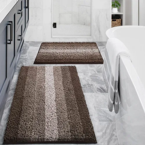 Miniatura 20 de Gibelle Alfombras Azules para Baño, Alfombra de Baño de Chenilla de Lujo, Alfombra Pequeña Antideslizante para Ducha y Alfombras para el Suelo