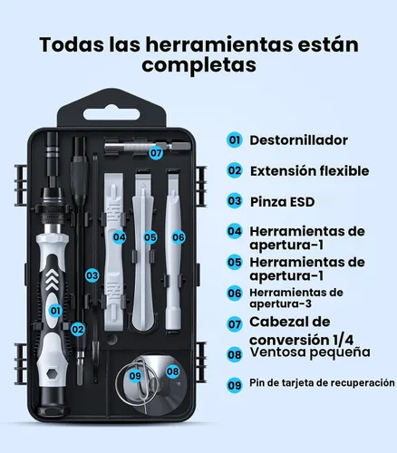 Miniatura 6 de AXTH Juego de destornilladores de precisión 115 en 1, [súper duradero] Mini kit de herramientas de reparación magnética profesional, destornillador