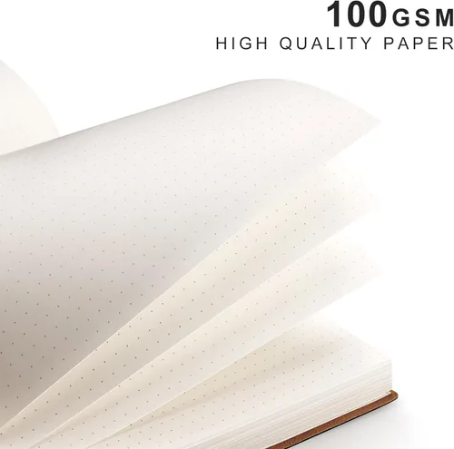 Miniatura 2 de AHGXG Paquete de 2 cuadernos B5 con cuadrícula de puntos (7.6 x 10 pulgadas) con papel grueso de puntos de 4.23 oz/m², cubierta de cuero suave, negro