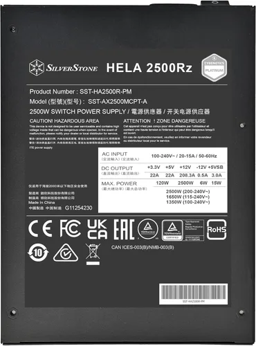 Miniatura 6 de Silverstone Technology HELA 1300R Platinum ATX 3.0 / PCIe Gen 5 1300W Fuente de alimentación totalmente modular con dimensiones compactas