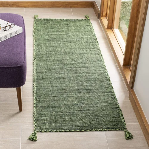 Miniatura 14 de SAFAVIEH - Alfombra decorativa de la colección Montauk, 2 x 3 pies, color beige y negro, tejido plano de algodón hecho a mano con borlas