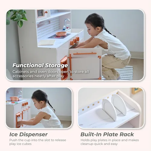 Miniatura 4 de Teamson Kids Cocina de madera para niños pequeños con accesorios, juego de cocina de simulación para niños a partir de 3 años, juego de cocina