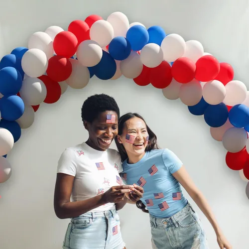 Miniatura 8 de Globos de látex rojos, blancos y azules de 100 unidades para decoraciones del 4 de julio, Día de la Independencia, aniversario patriótico