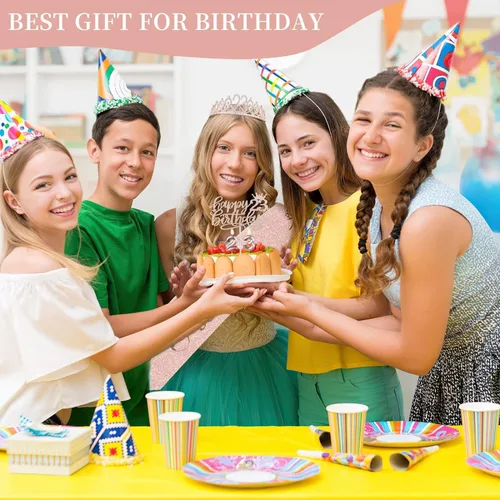 Miniatura 9 de Decoraciones de cumpleaños número 23 para mujeres, incluyendo banda y tiara, decoración de pastel y velas, regalos de cumpleaños 23 para mujeres