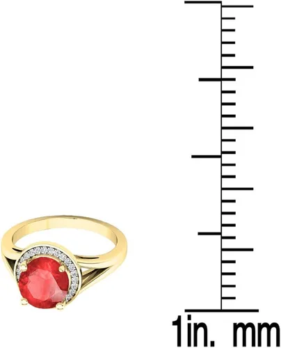 Miniatura 32 de Dazzlingrock Collection Anillo de compromiso redondo de 0.276 in con halo de diamante blanco y vástago dividido para ella en oro macizo de 14