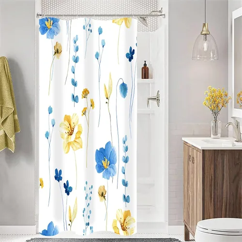 Miniatura 53 de Gibelle Cortina de ducha con diseño floral de acuarela, cortina de ducha de flores beige ciruela, para baño, juego de cortina de ducha moderna