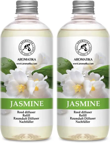 Recambio difusor de varillas con aceite esencial de jazmín, 34 onzas líquidas, 2 x 16.9 fl oz, aceite de fragancia, ambientador de habitación,