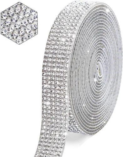 Miniatura 18 de Tiras negras autoadhesivas con diamantes de imitación y cristal, cinta de brillo con diamantes de 2 mm para manualidades artísticas, boda, Navidad