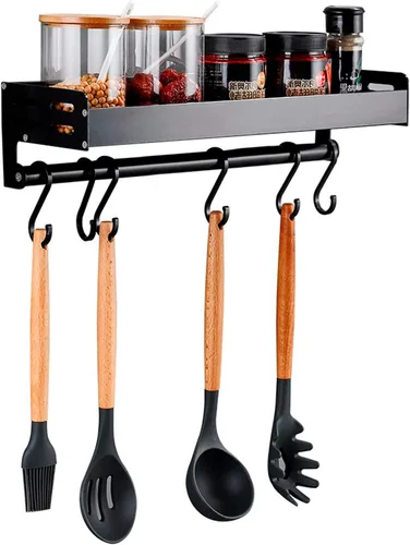 Miniatura 8 de Estante para especias, soporte de pared con doble instalación, organizador de condimentos para utensilios de cocina, despensa, almacenamiento