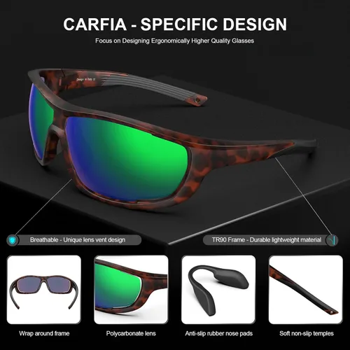 Miniatura 5 de CARFIA Lentes de sol deportivos polarizados para hombres y mujeres, lentes únicos laterales de ventilación para béisbol, correr, ciclismo 5. Marco