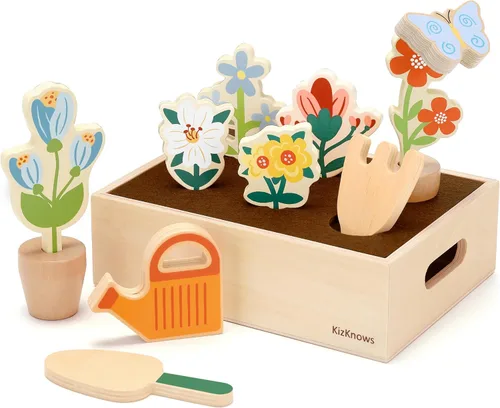 Miniatura 8 de Juguete de jardín de verduras de madera para niños pequeños de 3 años, juego de cosecha y clasificación con jardinera, juguete de aprendizaje motor